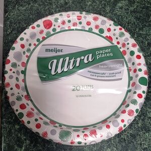 Meijer Ultra Paper Plates - Red, Green, and Gray Dots